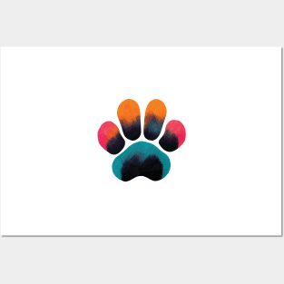 Colourful Paw Print Pet Pattern Posters and Art